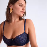 Secret Memories Half Cup Bra in Deep Blue