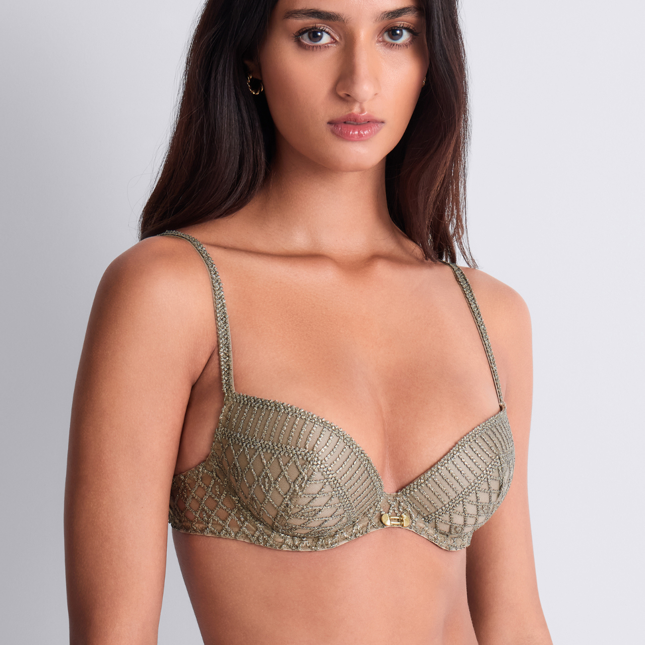 Stardust Dream Moulded Plunge Bra in Green Nile
