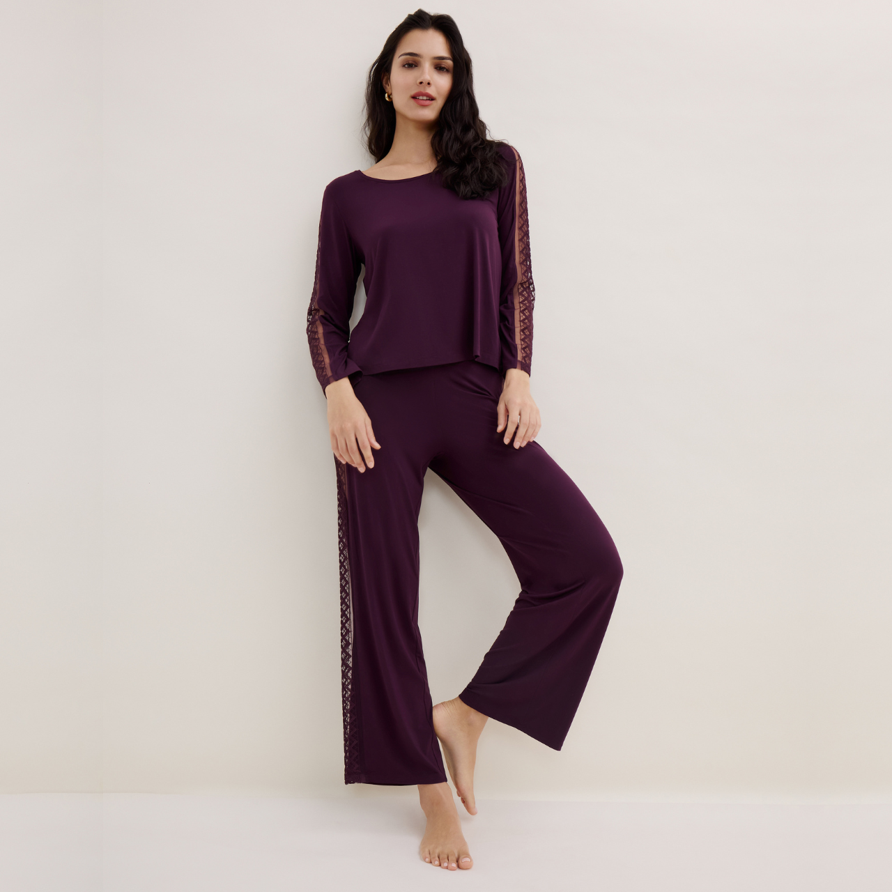 Sweet Obsession Lounge Set in Deep Berry