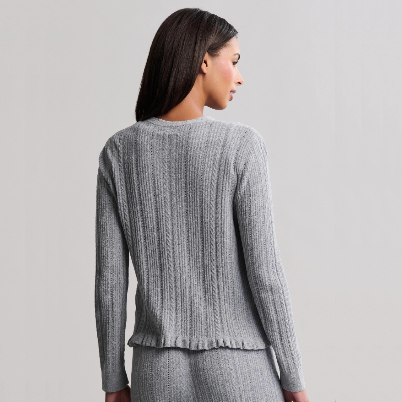 CozyChic Ultra Lite Cable Knit Cardigan with Ruffle