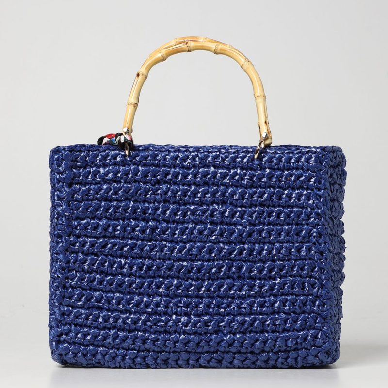 Luna Ocean Crochet Bamboo Handle Bag