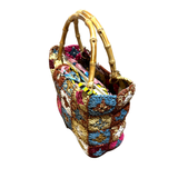 Maria Medium Crochet Multicoloured Bamboo Handle Bag