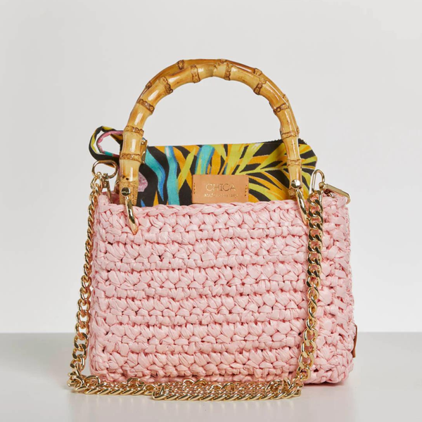 Meteora Pontova Rose Crochet Bamboo Handle Bag