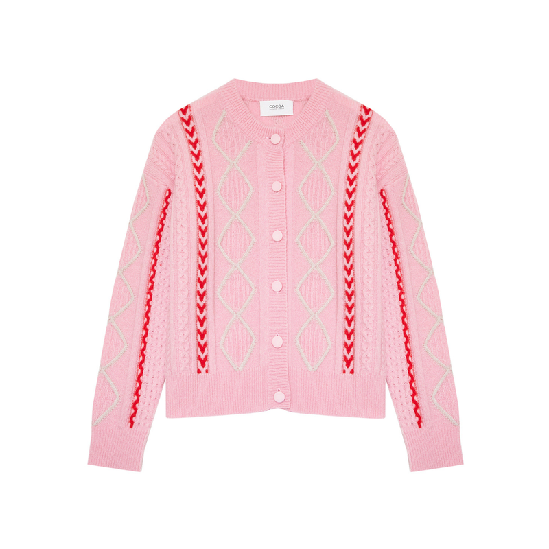 Ensley Pastel Pink Wool Cashmere Cardigan