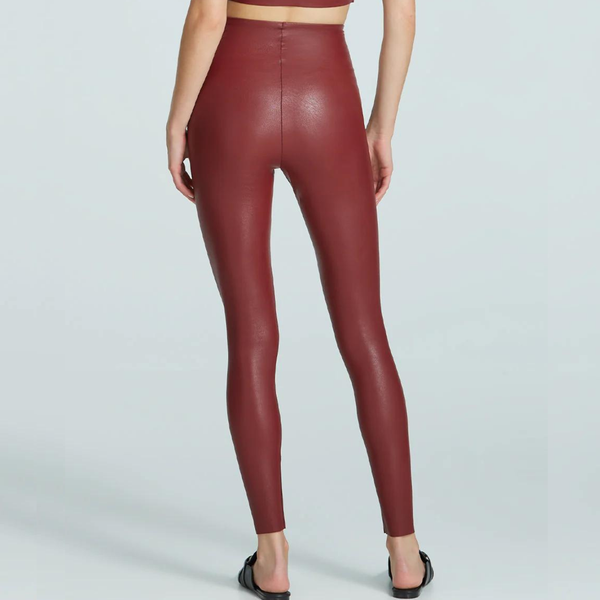 Faux Leather Leggings in Garnet