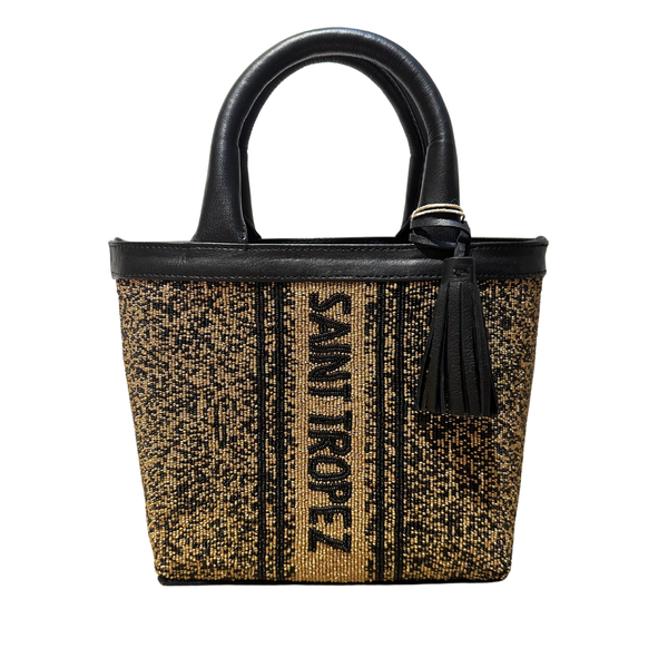 Saint Tropez Small Beaded Gold Black Bag
