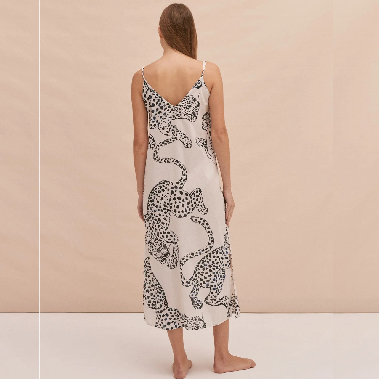 Slip Nightie in The Jag Print Cream