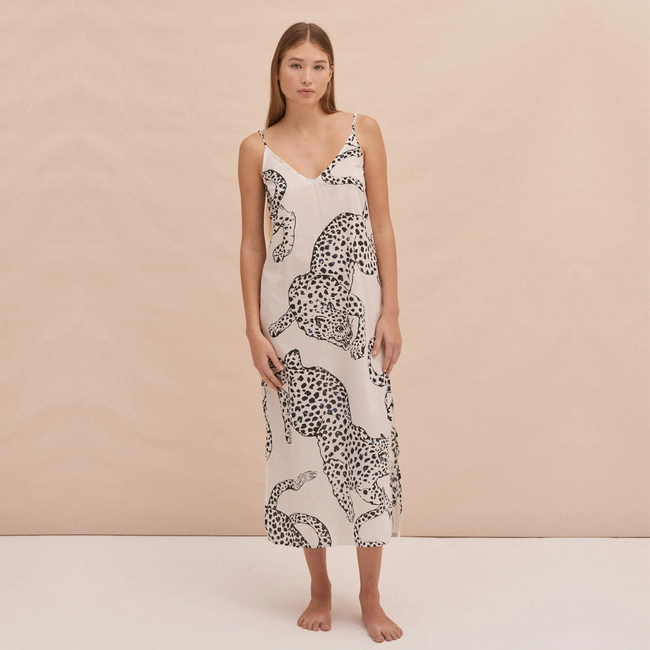 Slip Nightie in The Jag Print Cream