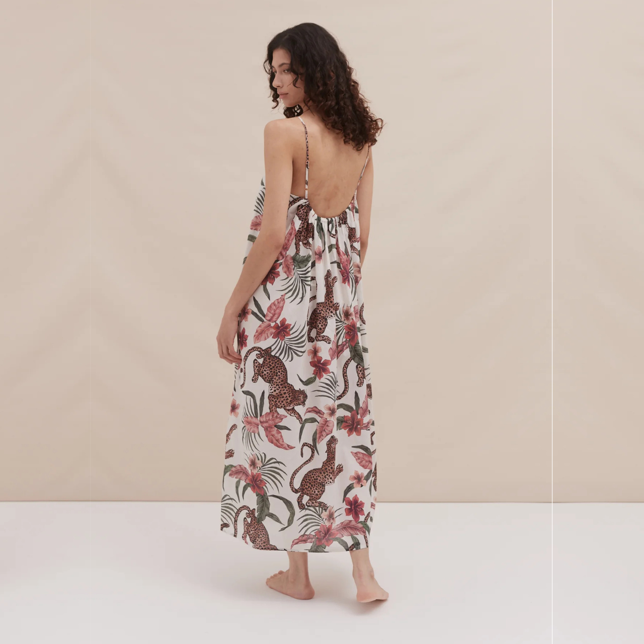 Square Nightie Soleia Leopard Print Cream