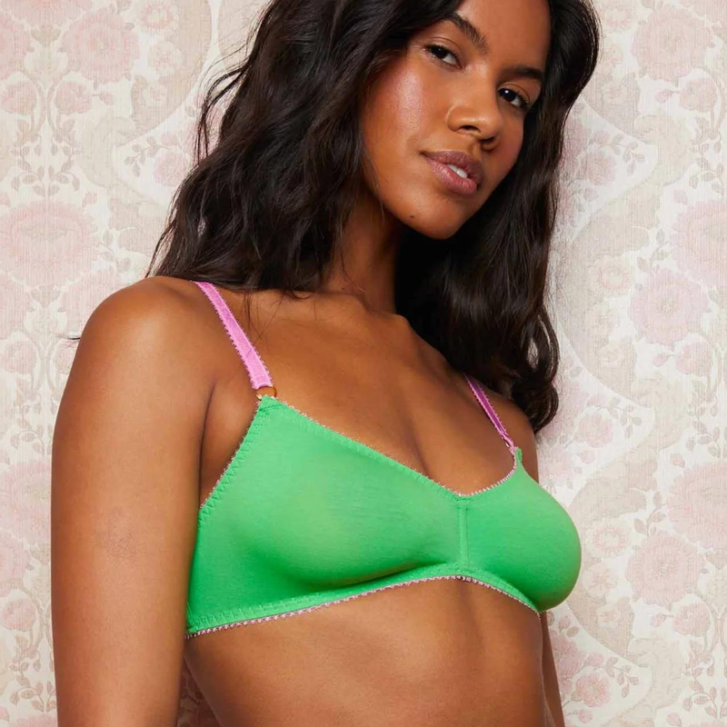 Angie Organic Cotton Bralette in Bright Green