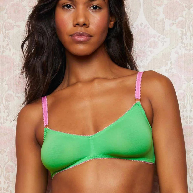 Dora Larsen Angie Organic Cotton Bralette in Bright Green