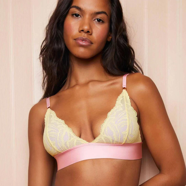 Florrie Lace Triangle Bra in Lemon