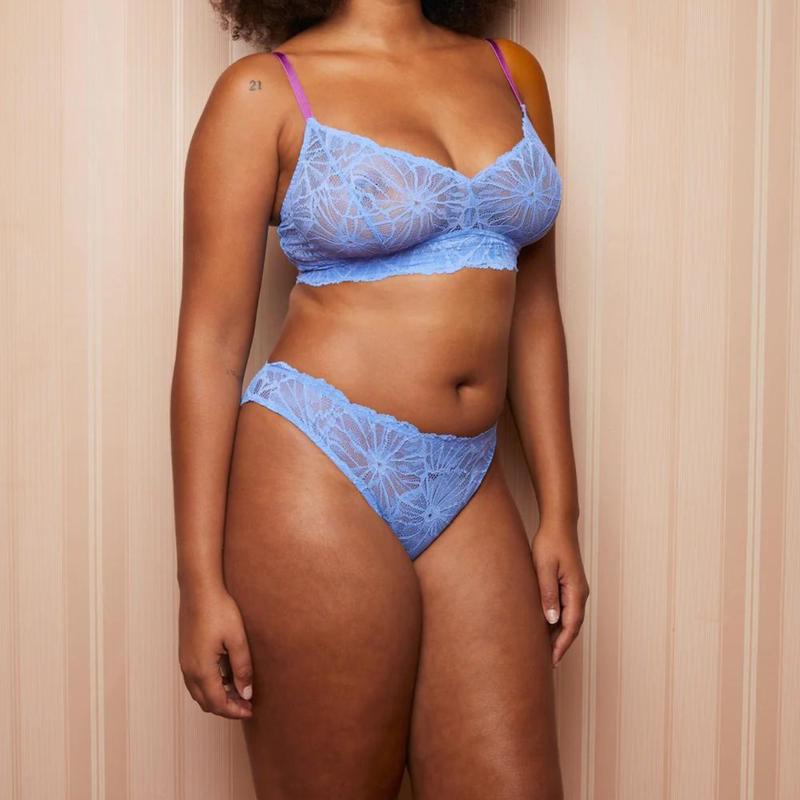 Dora Larsen Simone Graphic Lace Knicker in Cornflower Blue Caroline
