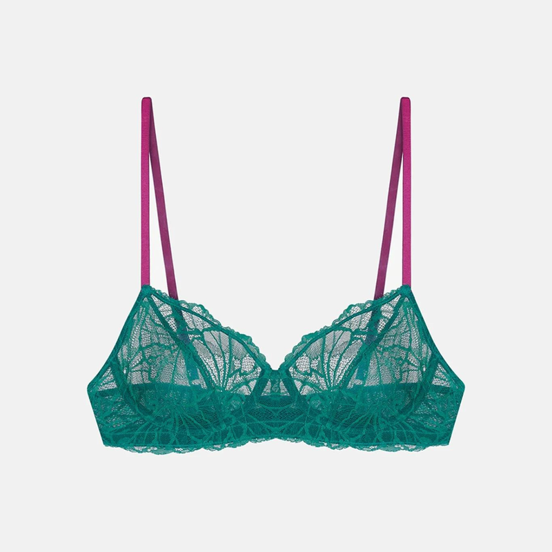 Nylon Green Lace Padded Bralette Bra at Rs 140/piece in Surat