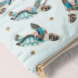 Baby Turtle Ice Blue Velvet Everyday Pouch