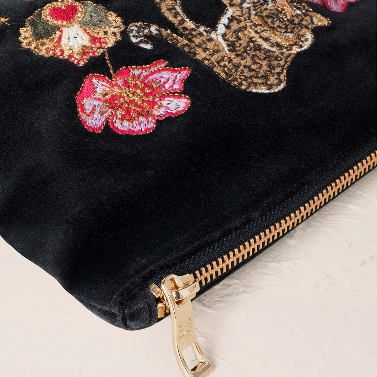 Celestial Leopard Velvet Coin Purse in Charcoal
