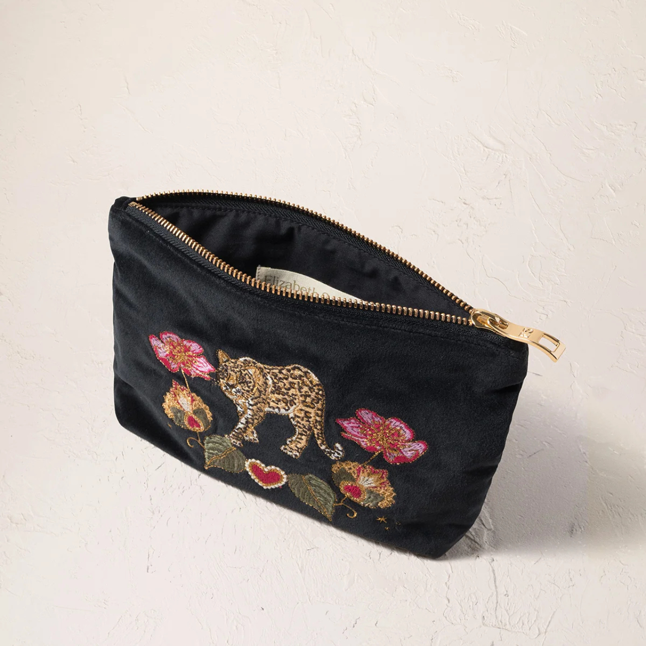 Celestial Leopard Velvet Coin Purse in Charcoal
