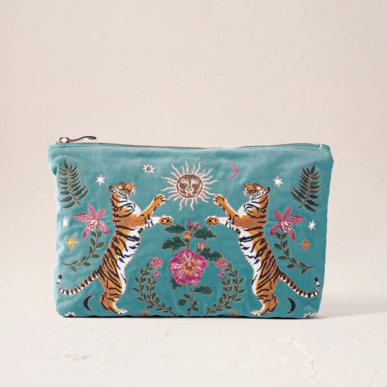 Celestial Tigers Dusky Teal Everyday Pouch