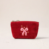 Dazzling Bows Velvet Coin Purse in Rouge