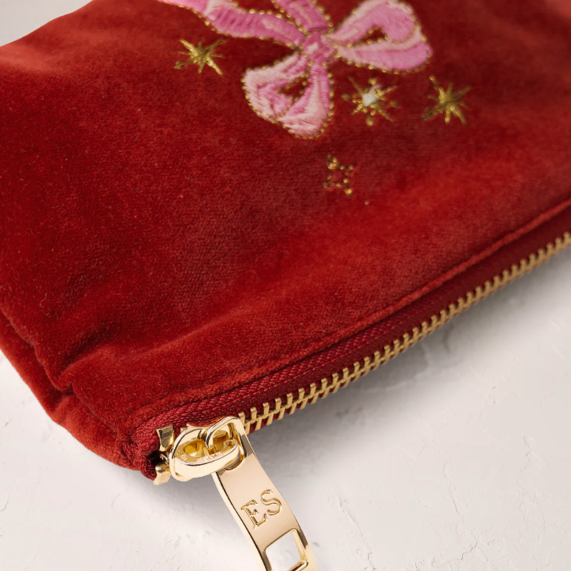 Dazzling Bows Velvet Coin Purse in Rouge