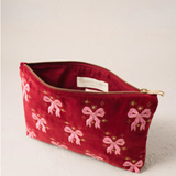 Dazzling Bows Velvet Everyday Pouch in Rouge