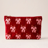 Dazzling Bows Velvet Everyday Pouch in Rouge