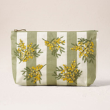 Mimosa Stripe Canvas Printed Everyday Pouch in Green
