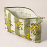 Mimosa Stripe Canvas Printed Everyday Pouch in Green