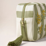 Mimosa Stripe Canvas Printed Wash Bag in Green