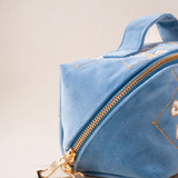 Lattice Bows Open Flat Makeup Bag in Dusky Blue