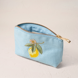 Lemon Blossom French Blue Cotton Coin Purse