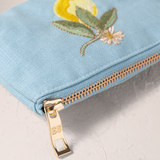 Lemon Blossom French Blue Cotton Coin Purse