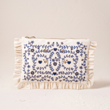 Mediterranean Garden Frill Cream Cotton Pouch