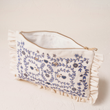 Mediterranean Garden Frill Cream Cotton Pouch