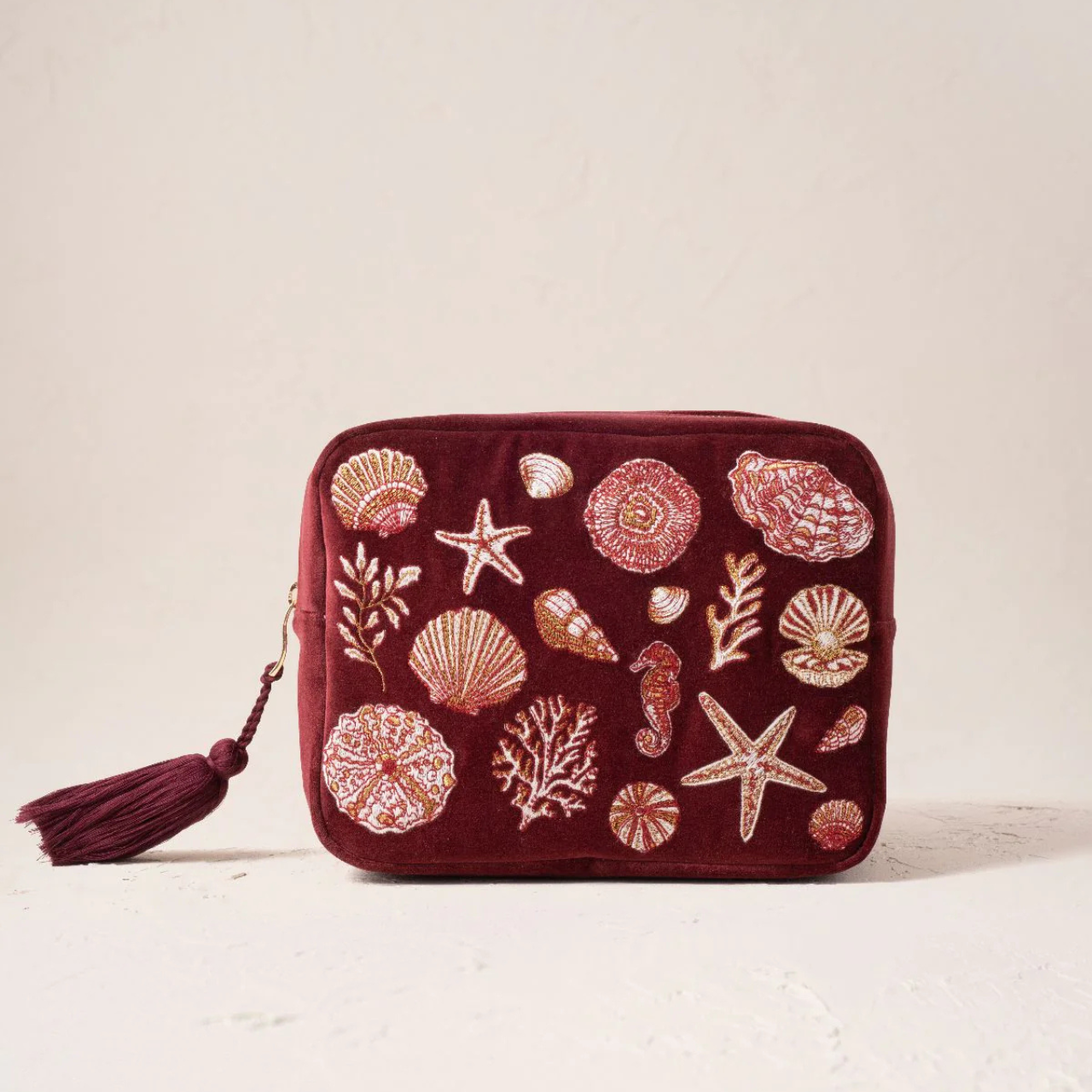 Ocean Treasures Velvet Wash Bag in Port