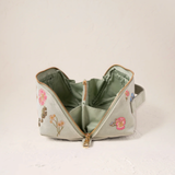 Pressed Flowers Open Flat Makeup Bag in Sage