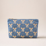 Pressed Lattice Bows Everyday Pouch In Dusky Blue