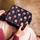 Rose Velvet Wash Bag in Navy