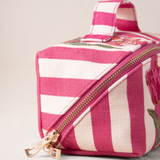 Tulip Stripe Canvas Printed Open Flat Makeup Bag in Pink