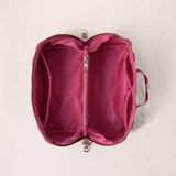 Tulip Stripe Canvas Printed Open Flat Makeup Bag in Pink