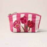 Tulip Stripe Canvas Printed Coin Purse in Pink