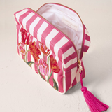 Tulip Stripe Canvas Printed Wash Bag in Pink