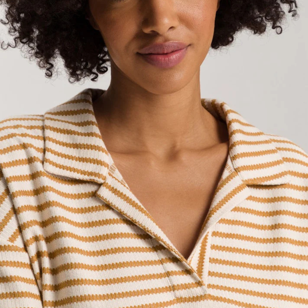 Summer Knits Short Sleeve Shirt in Gold Cumin Stripe