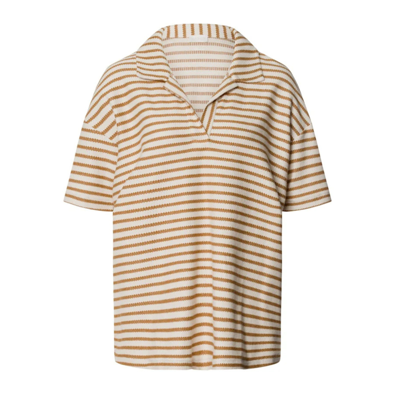 Summer Knits Short Sleeve Shirt in Gold Cumin Stripe