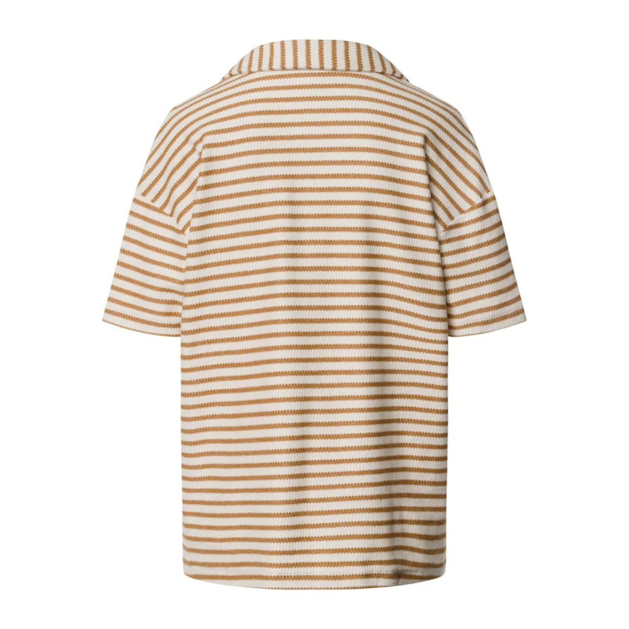 Summer Knits Short Sleeve Shirt in Gold Cumin Stripe
