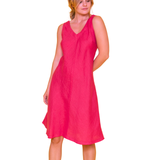 V-Neck Flared Linen Dress