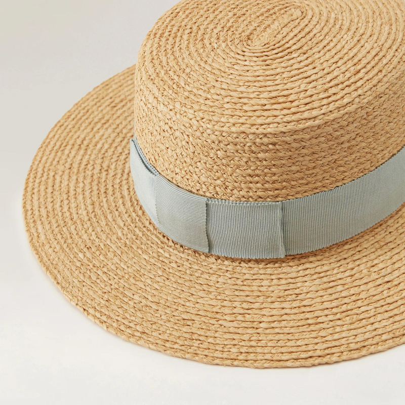 Gracie Hat in Natural/Chalk Blue