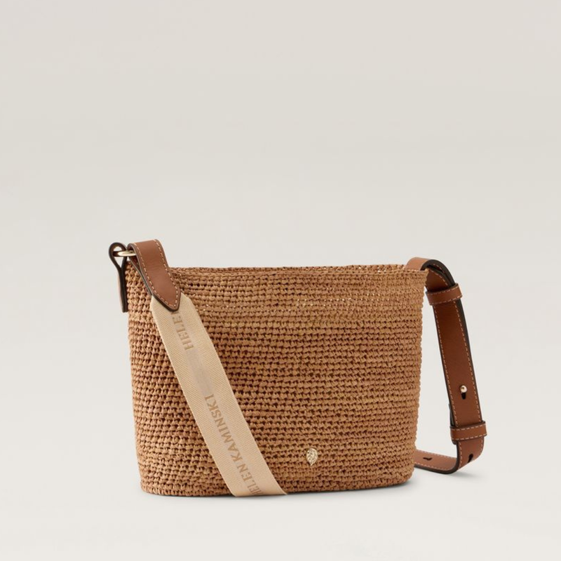 Nalin Raffia Crochet Crossbody Bag In Nougat