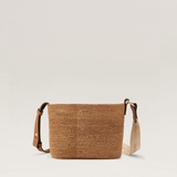 Nalin Raffia Crochet Crossbody Bag In Nougat