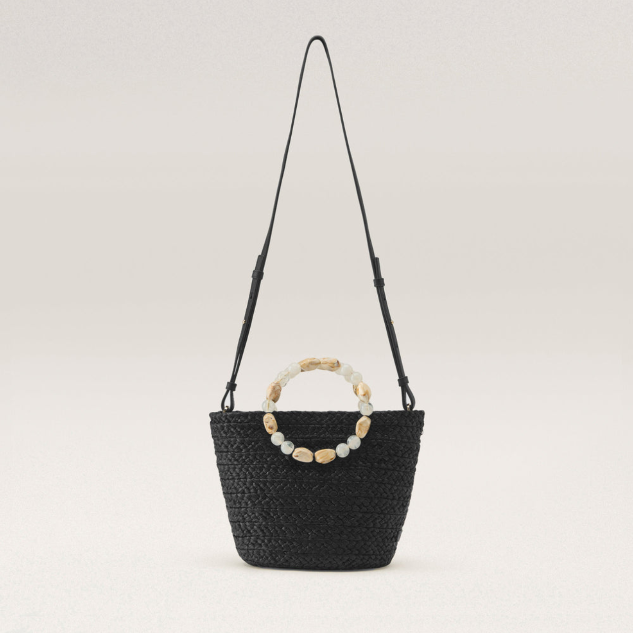 Narce Basket Bag in Charcoal/Natural